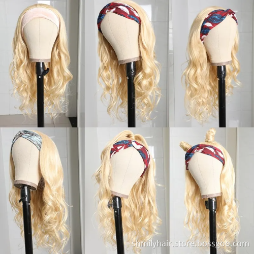 Top Selling New Arrival Human Hair Kinky Straight Headband Wigs Cheap Machine Made Non Lace Wig Virgin Brazilian Human hair wigs